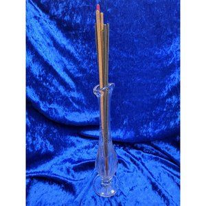 vintage 8.5"H clear glass swung bud vase, incense holder.